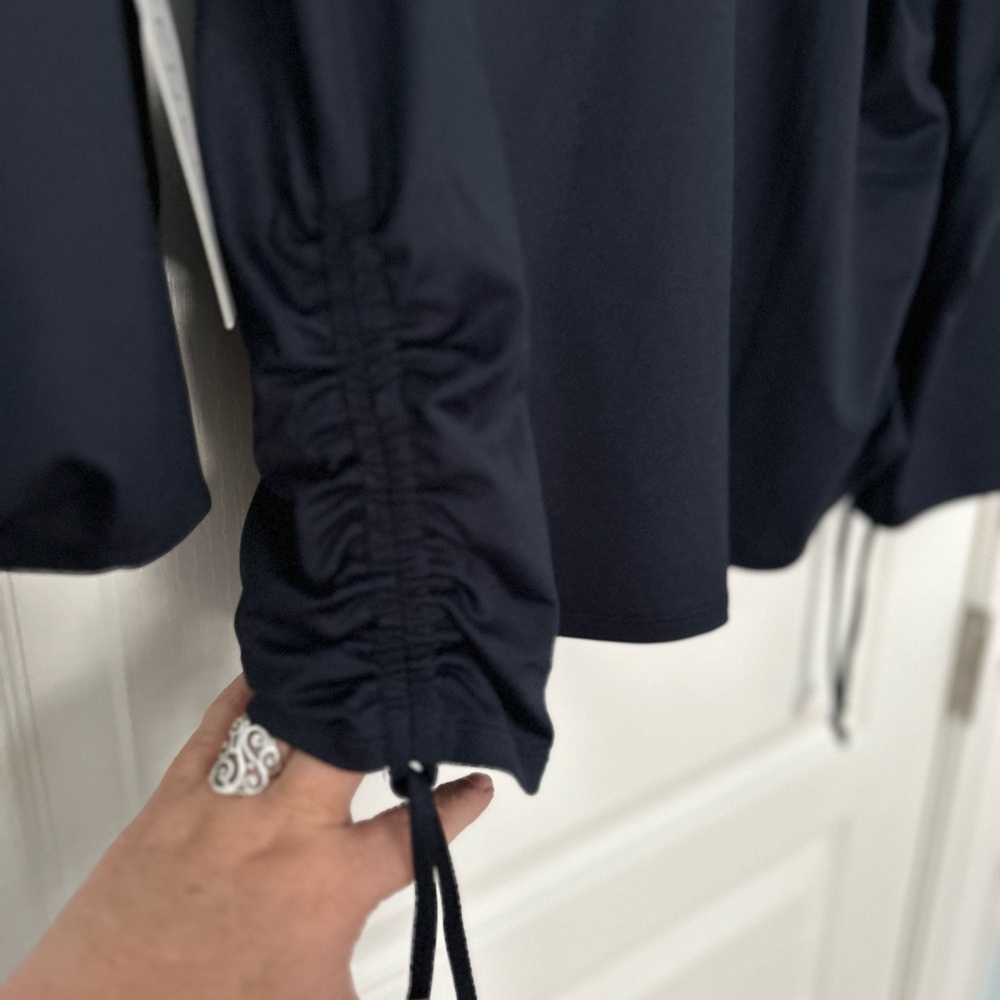 Chico's NWT Zenergy navy/navy-stripped zipper-pullover top in Size 3 (16/18). - Picture 5 of 7